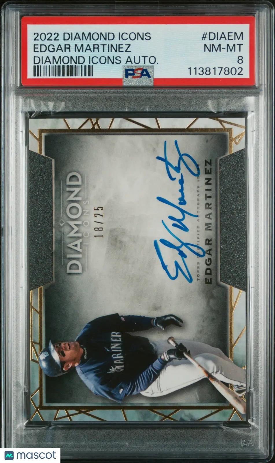 2022 Topps Diamond Icons Baseball Autographs Auto Edgar Martinez PSA 8 /25 - Rare Collectible Trading Card for Baseball Fans & Memorabilia Collectors - Perfect for Display, Investment & Sports Enthusiast Gifts