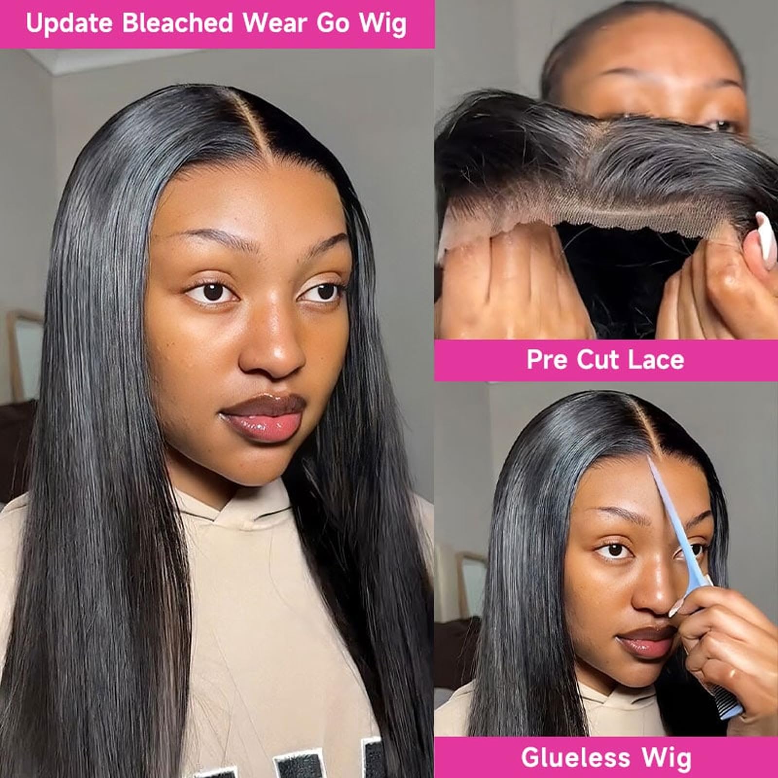 5x5 HD Lace Closure Glueless Wigs Human Hair - Pre Plucked, Pre Cut, Bone Straight with Baby Hair (28 Inch) | Perfect for Daily Wear, Special Occasions & Protective Styling