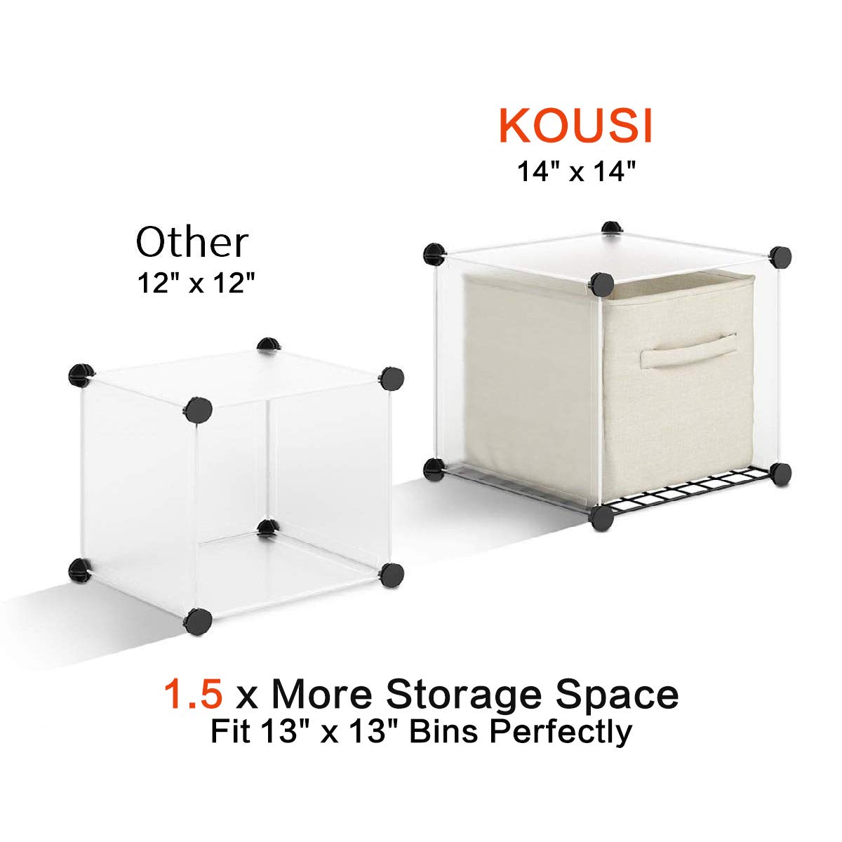 KOUSI 30-Cube Storage Organizer - Portable Cube Shelf for Clothes, Toys, Books | Transparent White | Perfect for Bedroom, Closet, Playroom & Office Organization