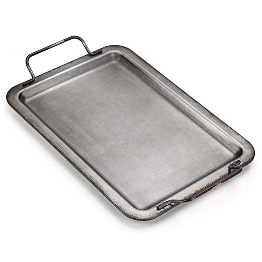 Vintage European Retro Square Iron Plate with Handles - Metal Bread Tray for Home Decor, Garden, Restaurant & Photography Props (Antique Style, One Size) - Perfect for Rustic Tablescapes, Farmhouse Kitchen Display & Food Styling