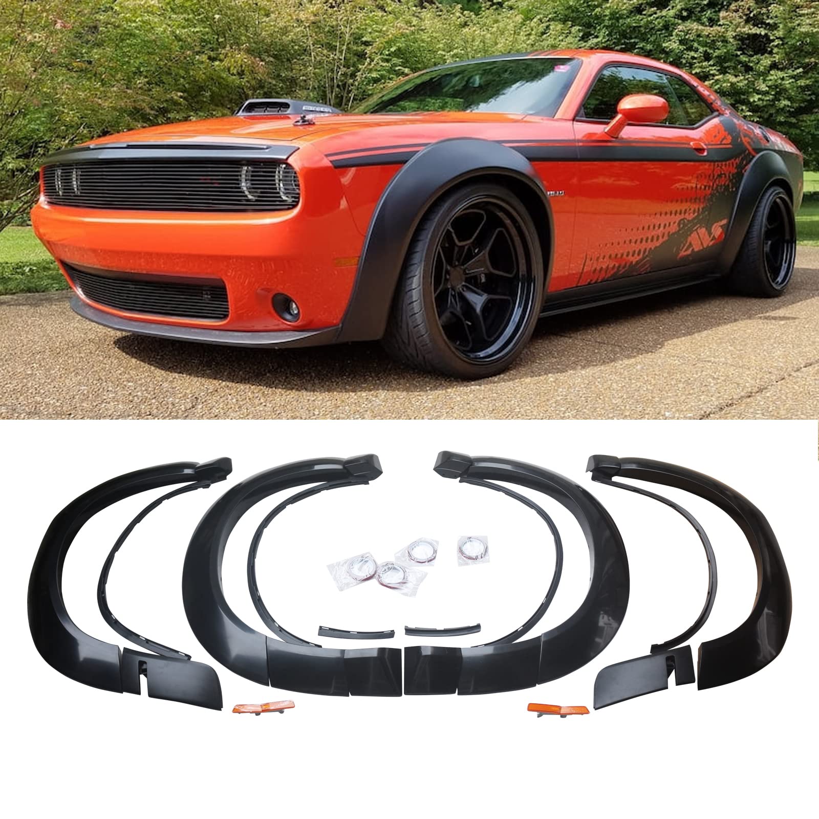 NINTE Wheel Fender Flares for Dodge CHALLENGER Demon 2015-2024 | Durable Car Accessories | Enhanced Style & Protection | Perfect for Off-Roading & Custom Car Builds