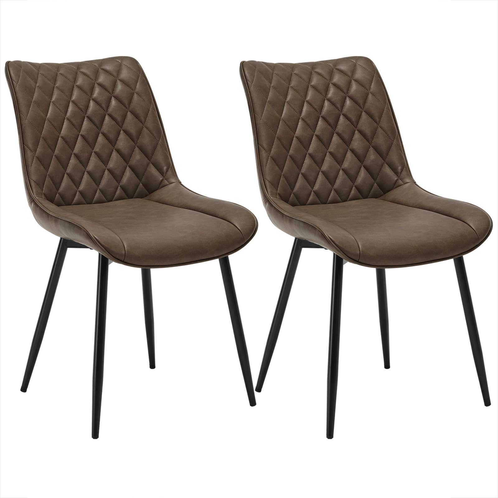 WOLTU 2-Piece Dining Chair Set - Brown Leatherette Kitchen Counter Chairs with Backrest & Padded Seat for Living Room, Lounge & Reception Areas | Perfect for Breakfast Nooks, Kitchen Islands & Small Spaces