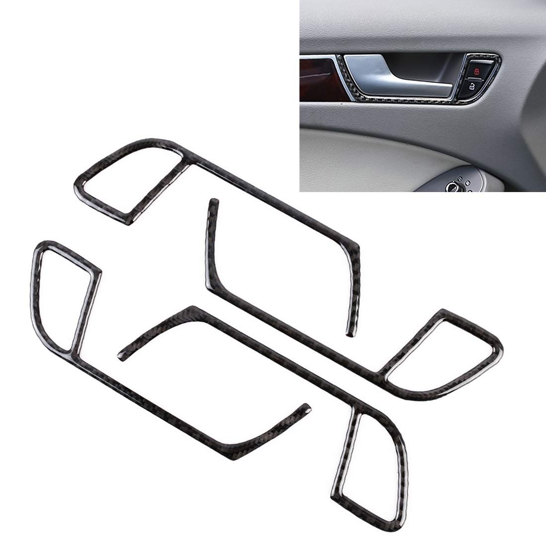 Carbon Fiber Car Armrest Covers for Audi A4 - 4PC Interior Decorative Stickers | Premium Auto Accessories for Enhanced Style & Protection | Perfect for Car Interior Upgrades & Customization