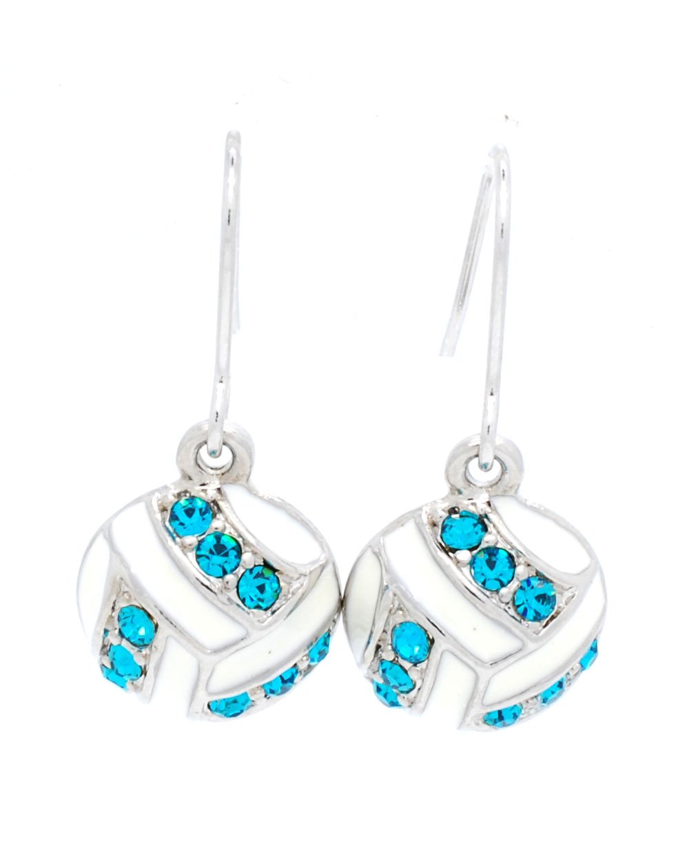 Violet Victoria & Fan Star Volleyball Earrings with Crystals and Enamel - Elegant Sports Jewelry for Volleyball Players, Fans, and Athletes - Perfect for Games, Practices, and Team Spirit Accessories