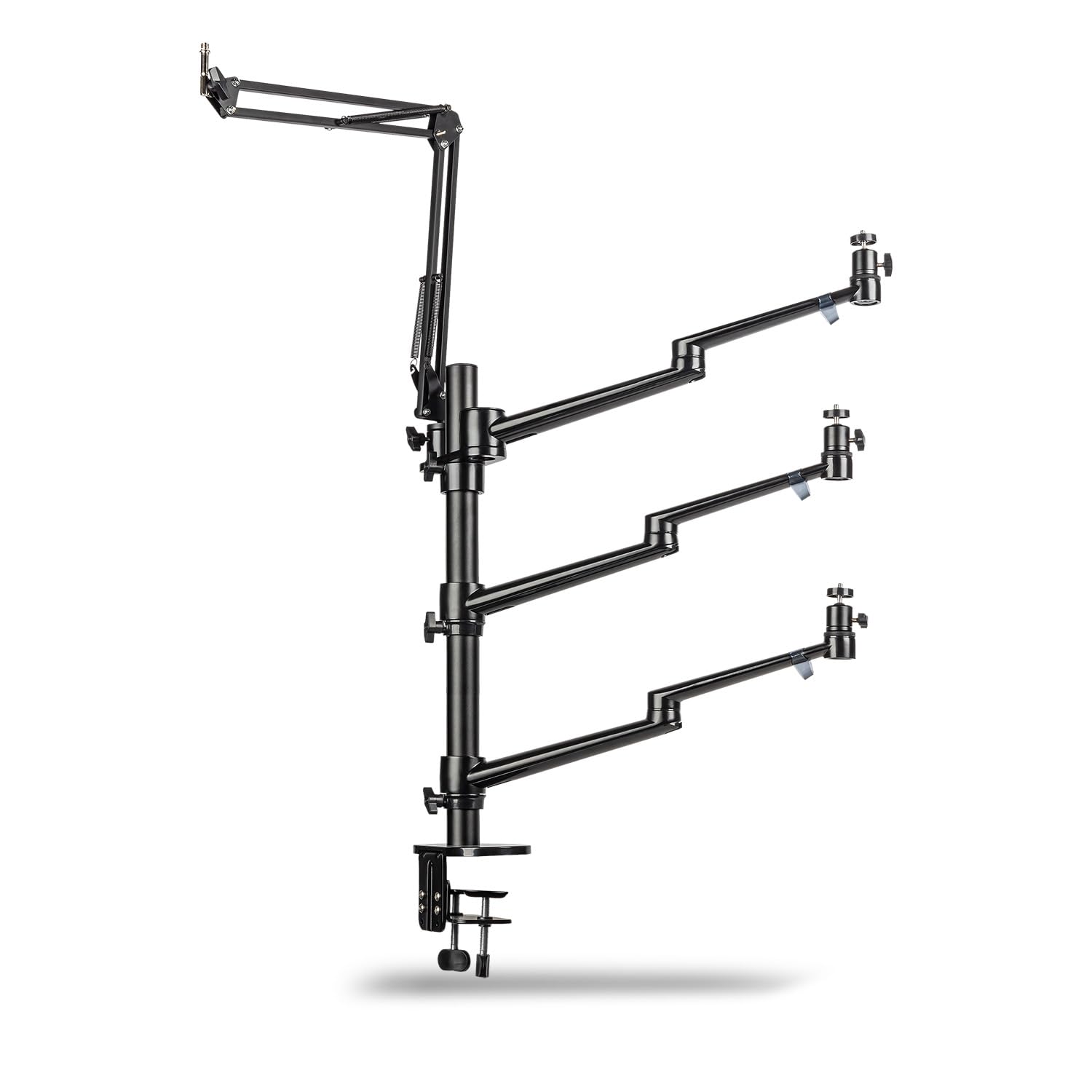 Walimex Pro Flexible Microphone Boom Arm & Table Tripod Stand - Heavy Duty 2kg Capacity with 360° Ball Head for Camera, LED Lights - Perfect for Streaming, Vlogging, Video Calls & Studio Setup - Fits Tables up to 65mm Thick