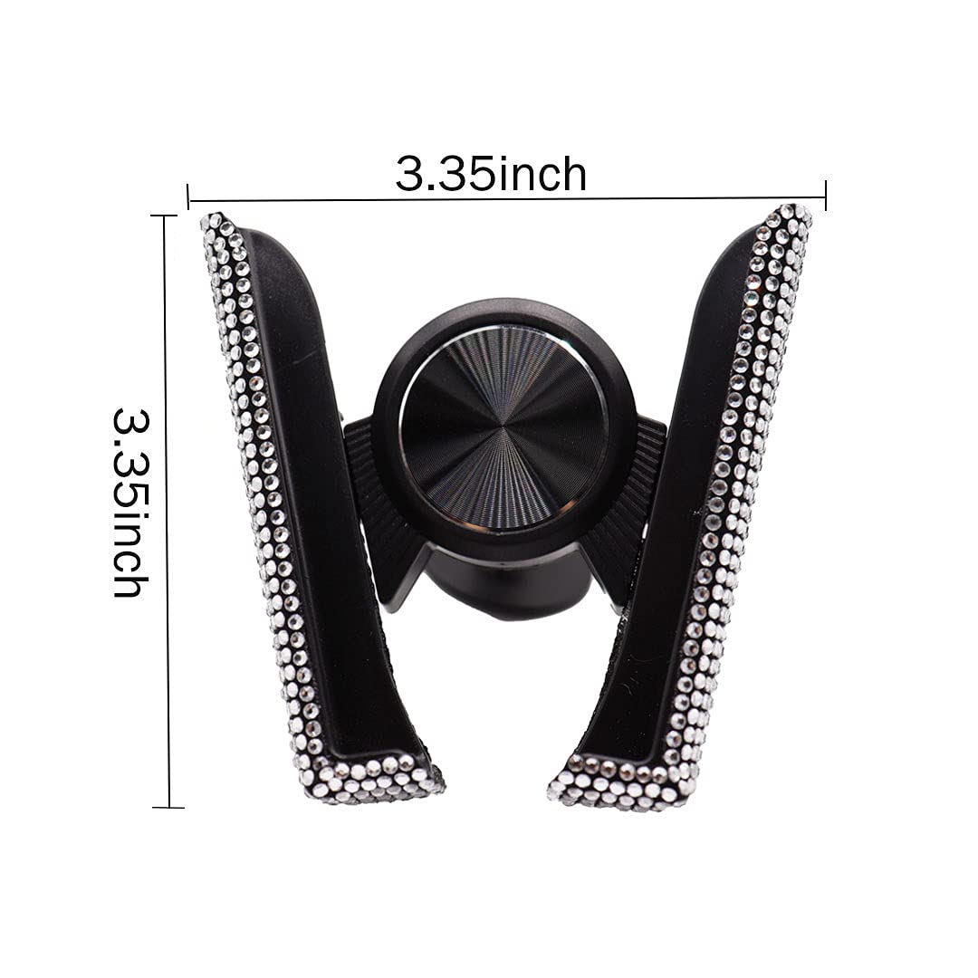 SUNCARACCL Bling Car Phone Holder - 360° Adjustable Crystal Auto Car Mount for Dashboard, Windshield & Air Vent (White) | Perfect for Hands-Free Navigation, Music & Calls While Driving
