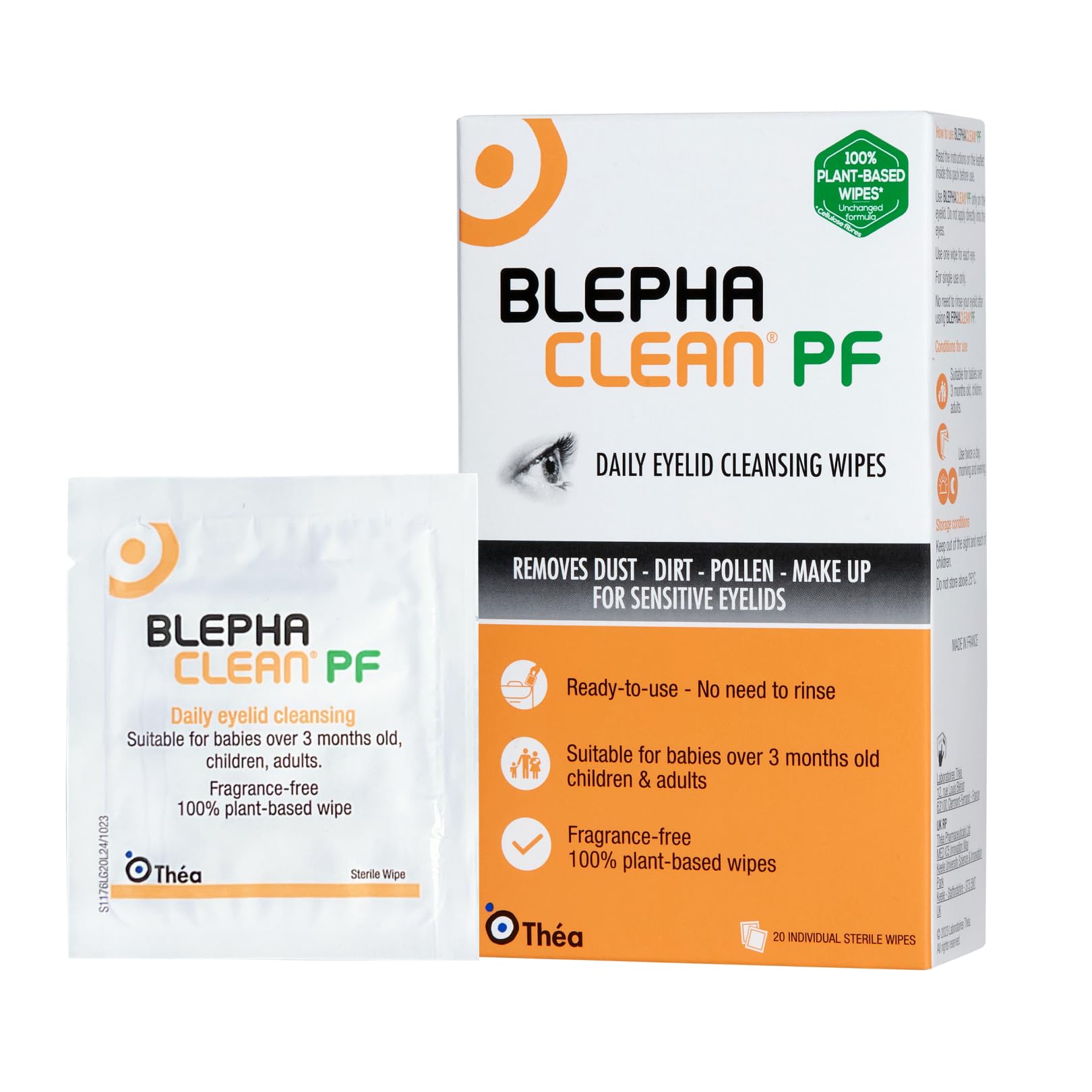 240 Count Blephaclean PF Daily Eyelid Wipes - Gentle Hypoallergenic Eyelid & Eye Area Cleanser for Babies (3+ Months), Kids & Adults | 20 Sterile Plastic-Free Wipes per Pack (12 Packs) | Perfect for Dry Eyes, Blepharitis & Daily Eye Hygiene Care
