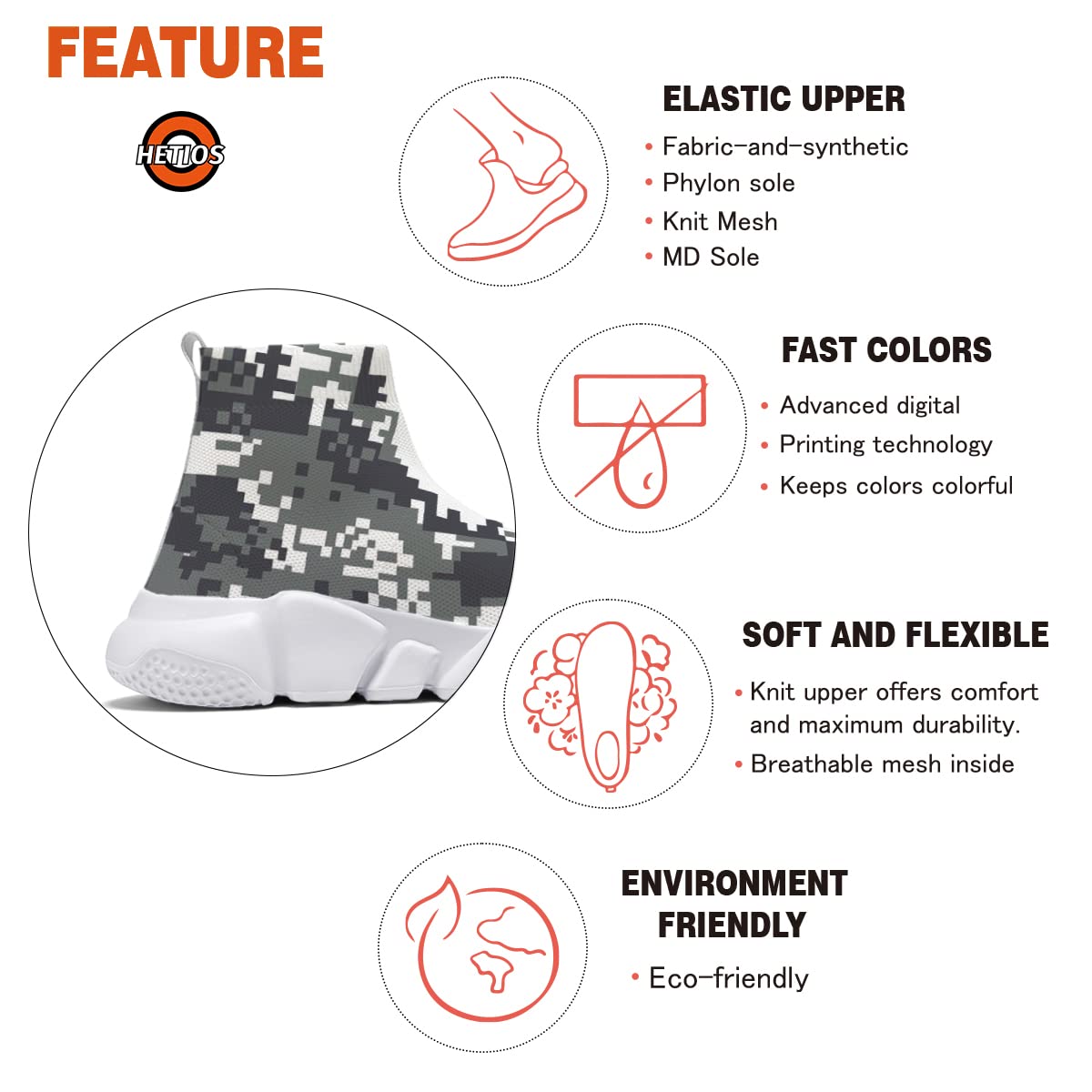 Hetios Men's Plus Size Sneakers - Lightweight Breathable Walking & Running Shoes, Camouflage Workout Casual Sports Shoes for Gym, Jogging & Everyday Wear