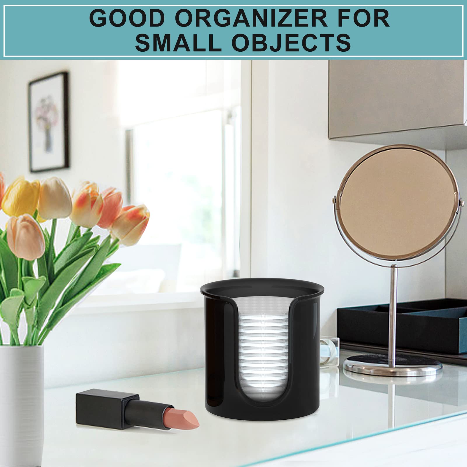 2-Pack Black 3 oz Bathroom Cup Holder - Small Paper Cup Dispenser for Mouthwash & Vanity Countertop Organization - Perfect for Bathroom, Salon, Hotel & Home Use - Ideal for Oral Rinse, Dental Care & Guest Convenience