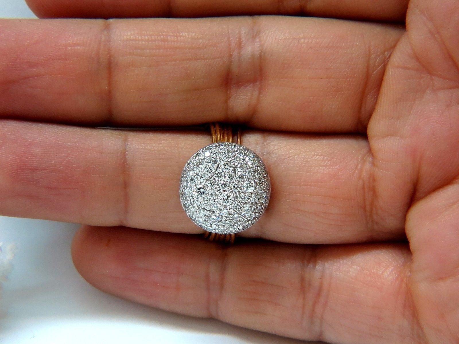 18KT 1.36CT Multi-Band Bead Set Modern Deco Diamond Ladies Ring - Elegant Wedding, Engagement & Anniversary Gift for Women