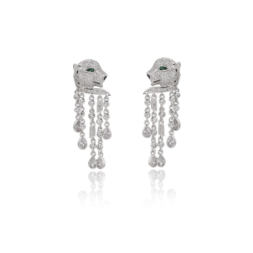 Trendy Cubic Zirconia Leopard Print Dangle Earrings for Women | Fashion Jewelry Gift | Perfect for Parties, Date Nights & Special Occasions