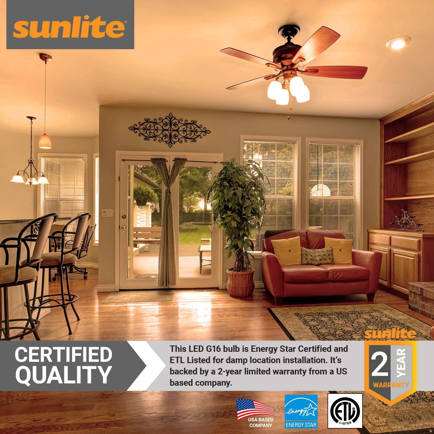 Sunlite G16 LED Dimmable Frosted Globe Light Bulbs - 7W (60W Equivalent), 500 Lumens, E26 Base, 2700K Soft White - Perfect for Vanity Mirrors, Bedroom & Bathroom Lighting - ETL Certified, 3-Pack (120V)