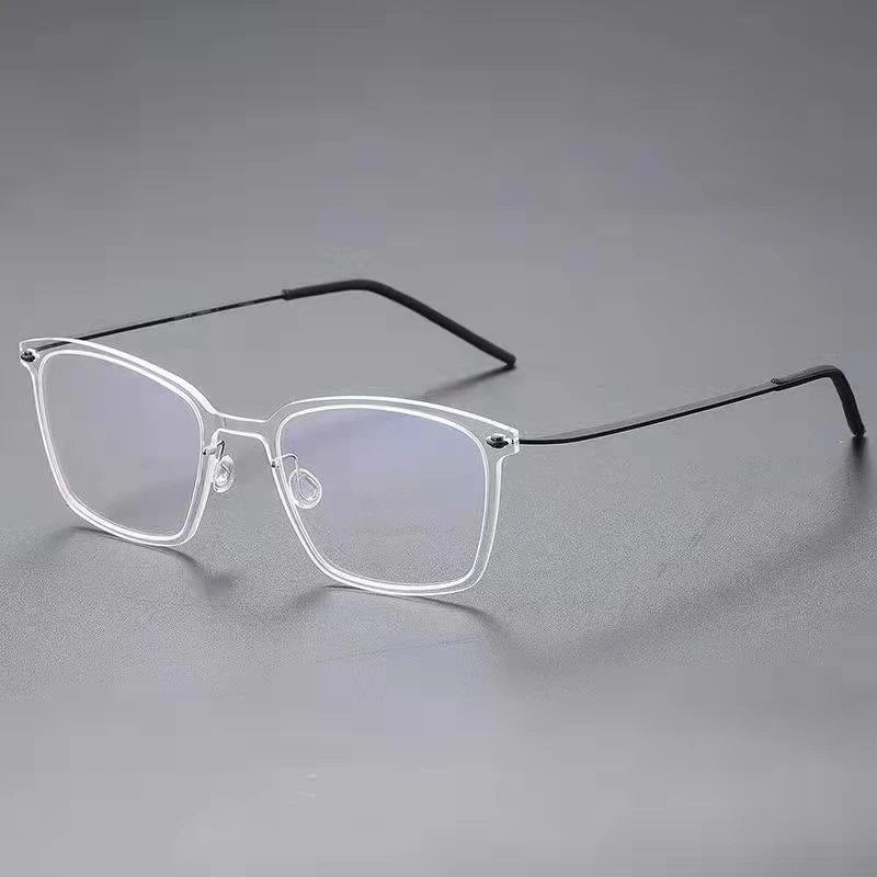 Aimee Men's Full Rim Square Screwless Titanium Eyeglasses Frame 6536 - Lightweight & Durable for Work, Reading & Everyday Use