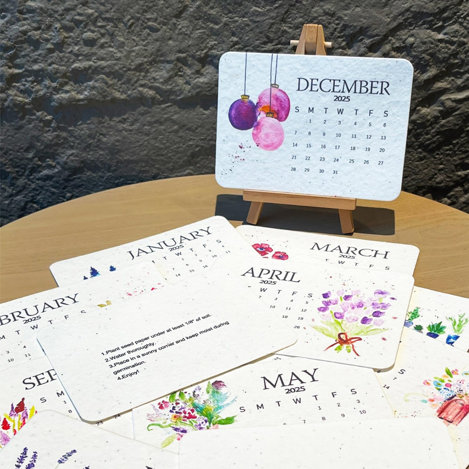 2025 Plantable Seed Calendar - January to December Eco-Friendly Desk Planner with Growable Seeds | Perfect for Home Office, Gardening Gifts & Sustainable Lifestyle