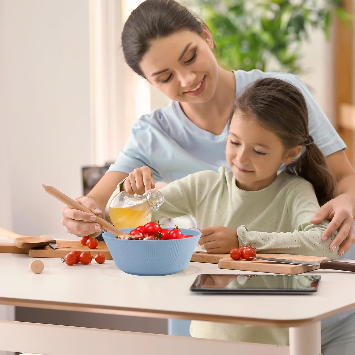 36 oz Wheat Straw Bowl Sets - 6 Pcs Unbreakable Cereal & Salad Bowls, Microwave & Dishwasher Safe, Eco-Friendly Alternative to Plastic, Multicolor - Perfect for Family Meals, Picnics & Dorm Use