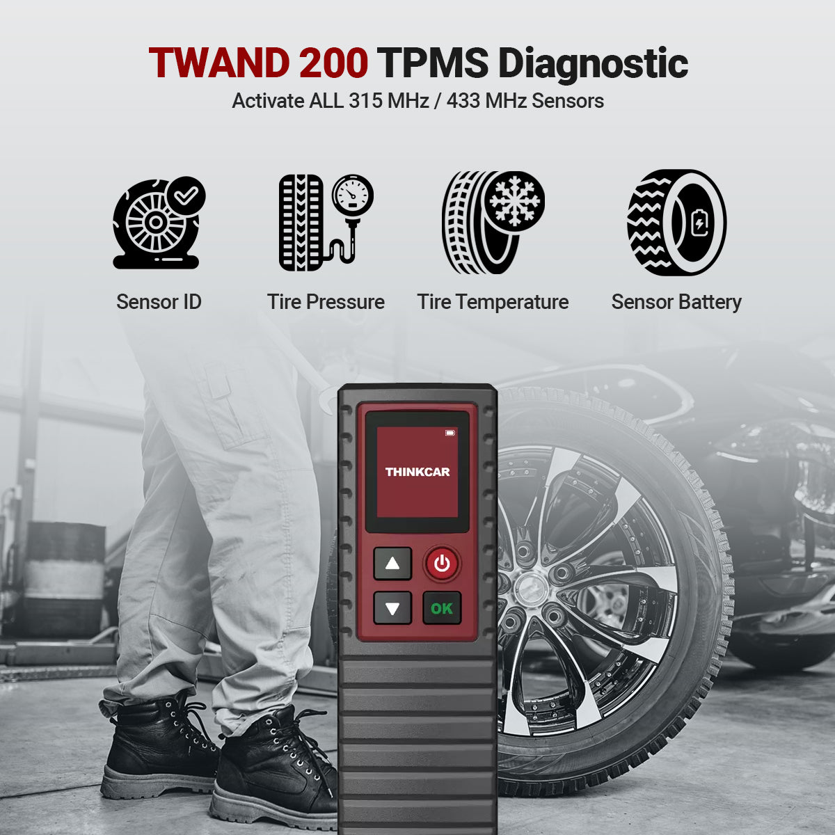 TPMS TWAND 200 - Professional Tire Pressure Sensor Activation & Relearn Tool for Cars, Trucks & SUVs | Automotive Diagnostic Equipment for TPMS Reset | Perfect for Auto Shops & DIY Mechanics