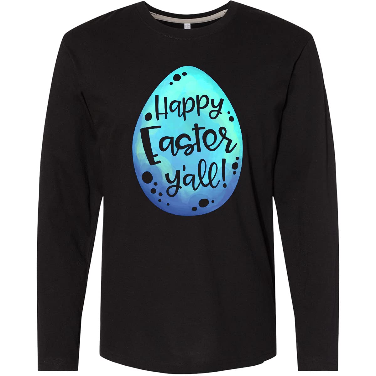Inktastic Happy Easter Y'all Blue Easter Egg Design Long Sleeve T-Shirt for Adults - Perfect for Easter Celebrations, Spring Parties & Family Gatherings