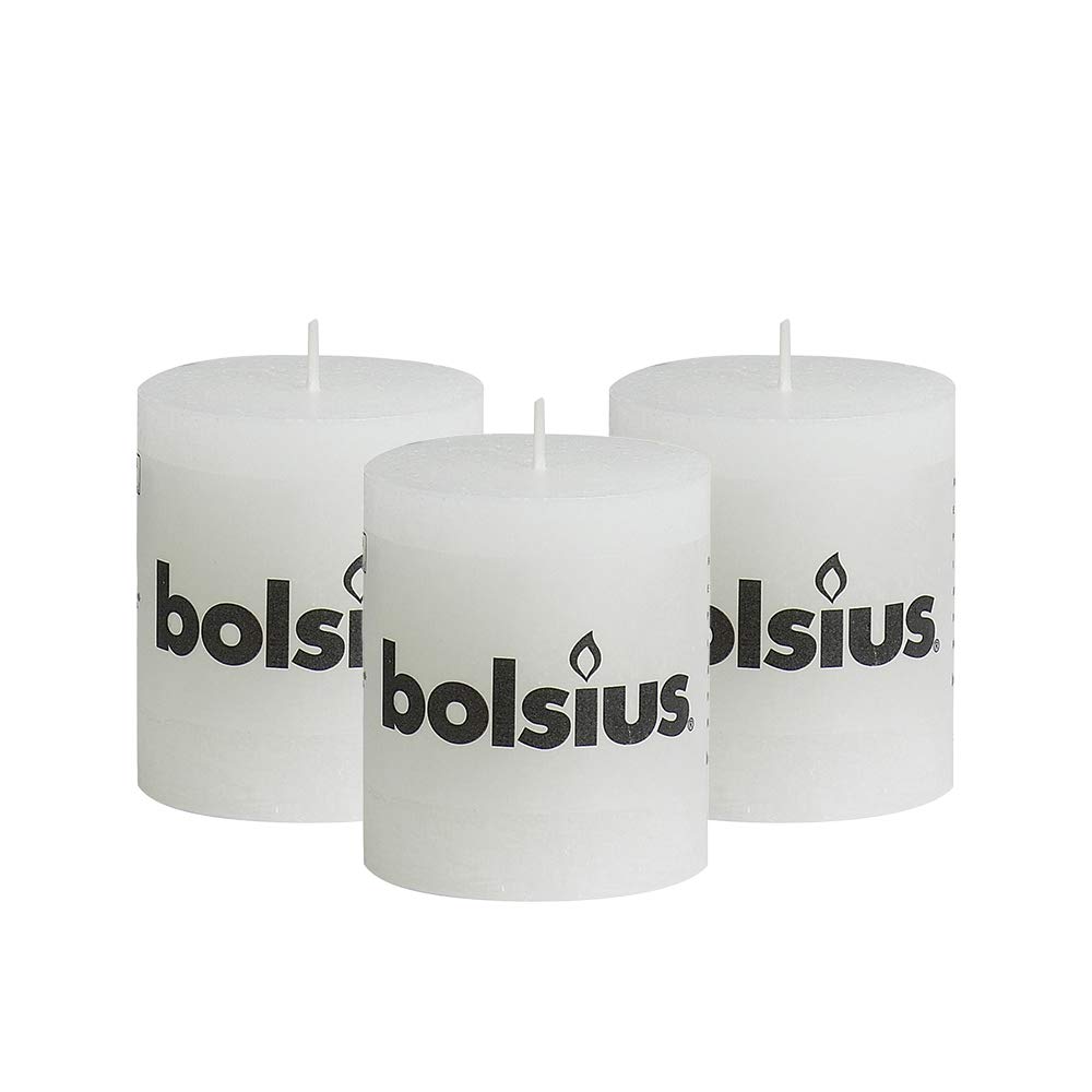 BOLSIUS Rustic White Unscented Pillar Candles - Set of 3 (2.75