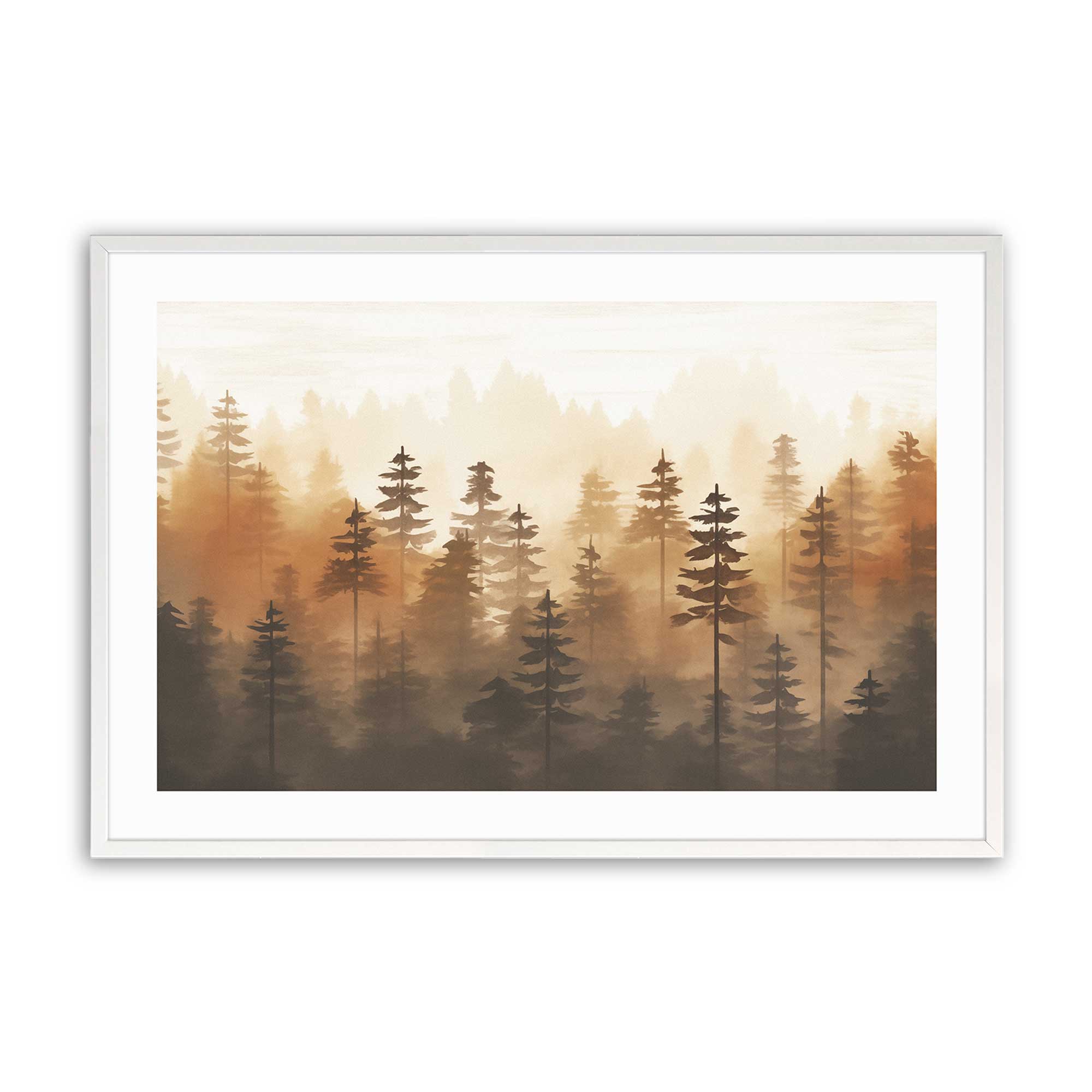 Golden Mist Woodland Print Wall Art - Nature-Inspired Canvas Painting for Home & Office Decor - Perfect for Living Room, Bedroom & Study Room