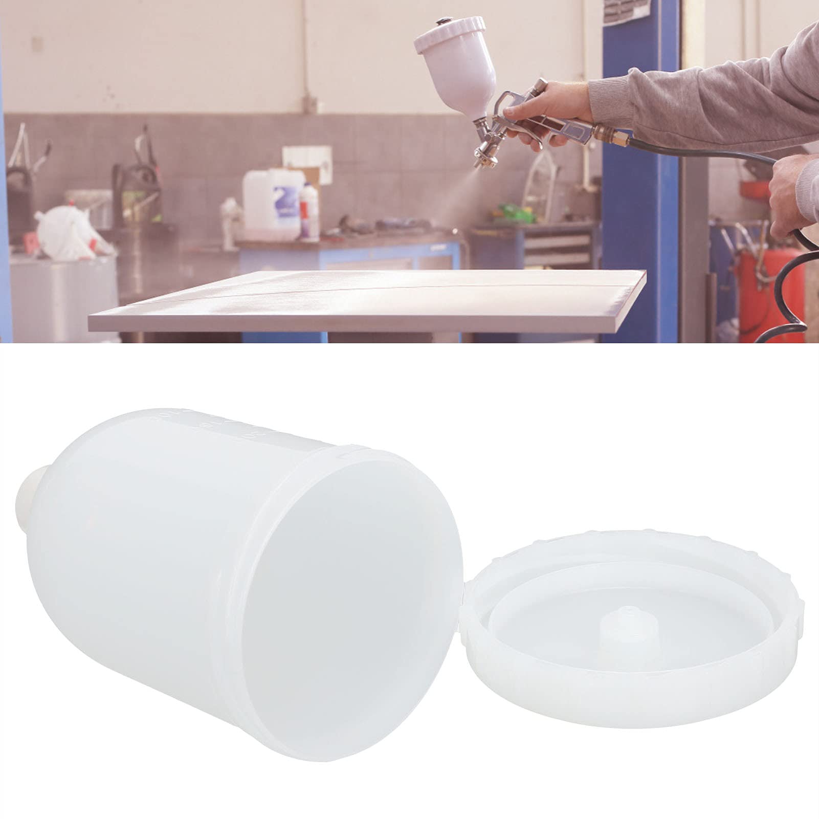300ml Plastic Gravity Feed Spray Gun Paint Cup - Replacement Spray Paint Mixer Cup for Spray Guns - Perfect for Automotive, Woodworking & DIY Painting Projects