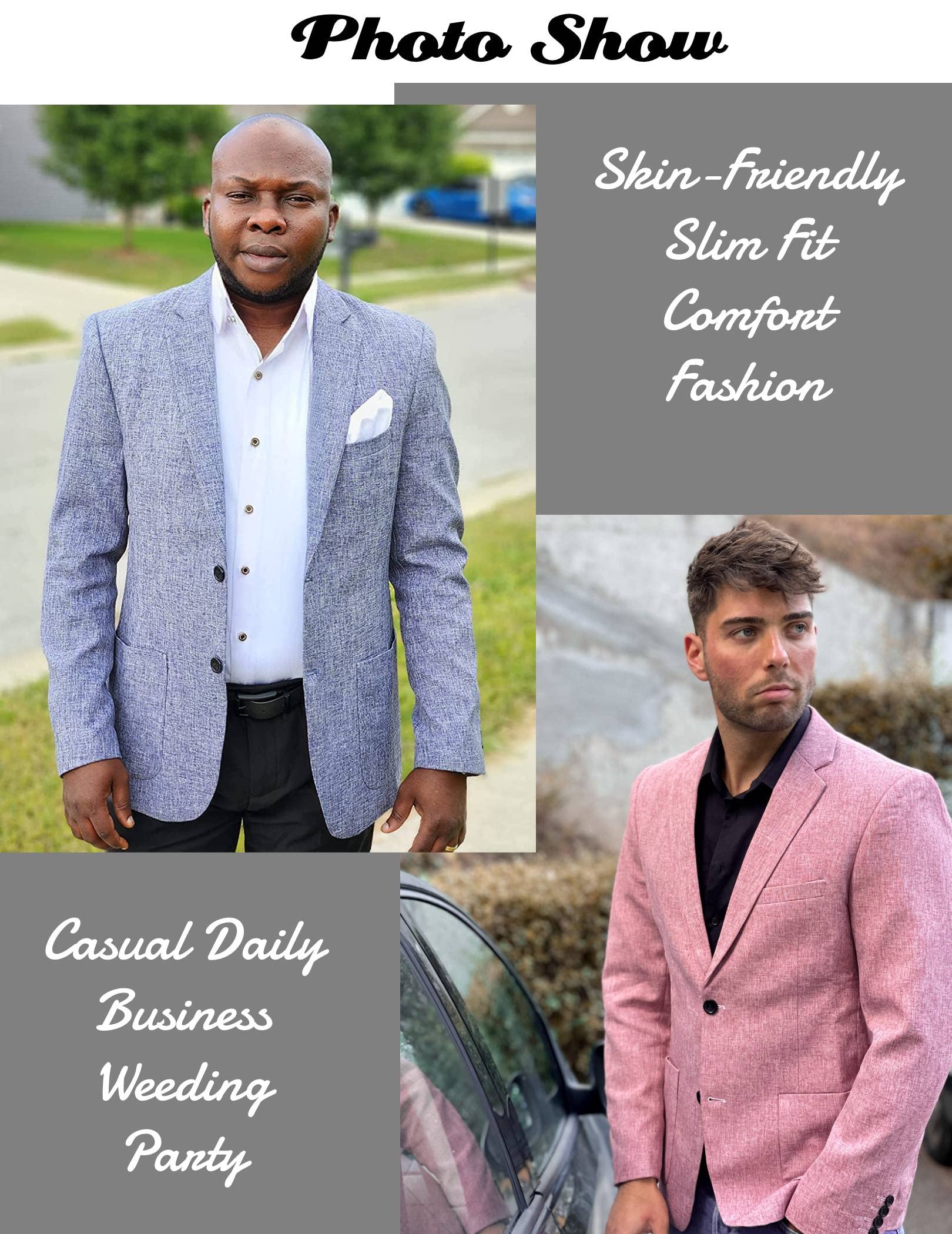 COOFANDY Men's Lightweight Casual Blazer - Slim Fit Two Button Sport Coat Business Suit Jacket for Office, Wedding & Formal Events