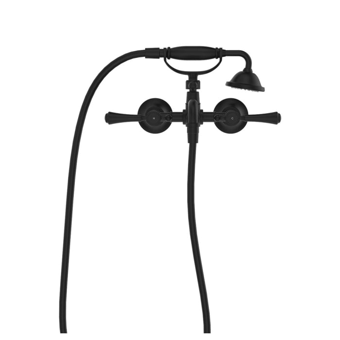 Fienza 339105BL Lillian Matte Black Exposed Bathroom Faucet Set with Hand Shower - Modern Bathroom Sink Tap for Vanity, Spa, and Luxury Home Decor
