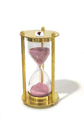 Premium Brass Sand Timer Hourglass - 3.5 Inches Tall, 2 Minute Timer for Kitchen, Classroom, Board Games & Meditation - Vintage Office Desk Decor & Gift Idea