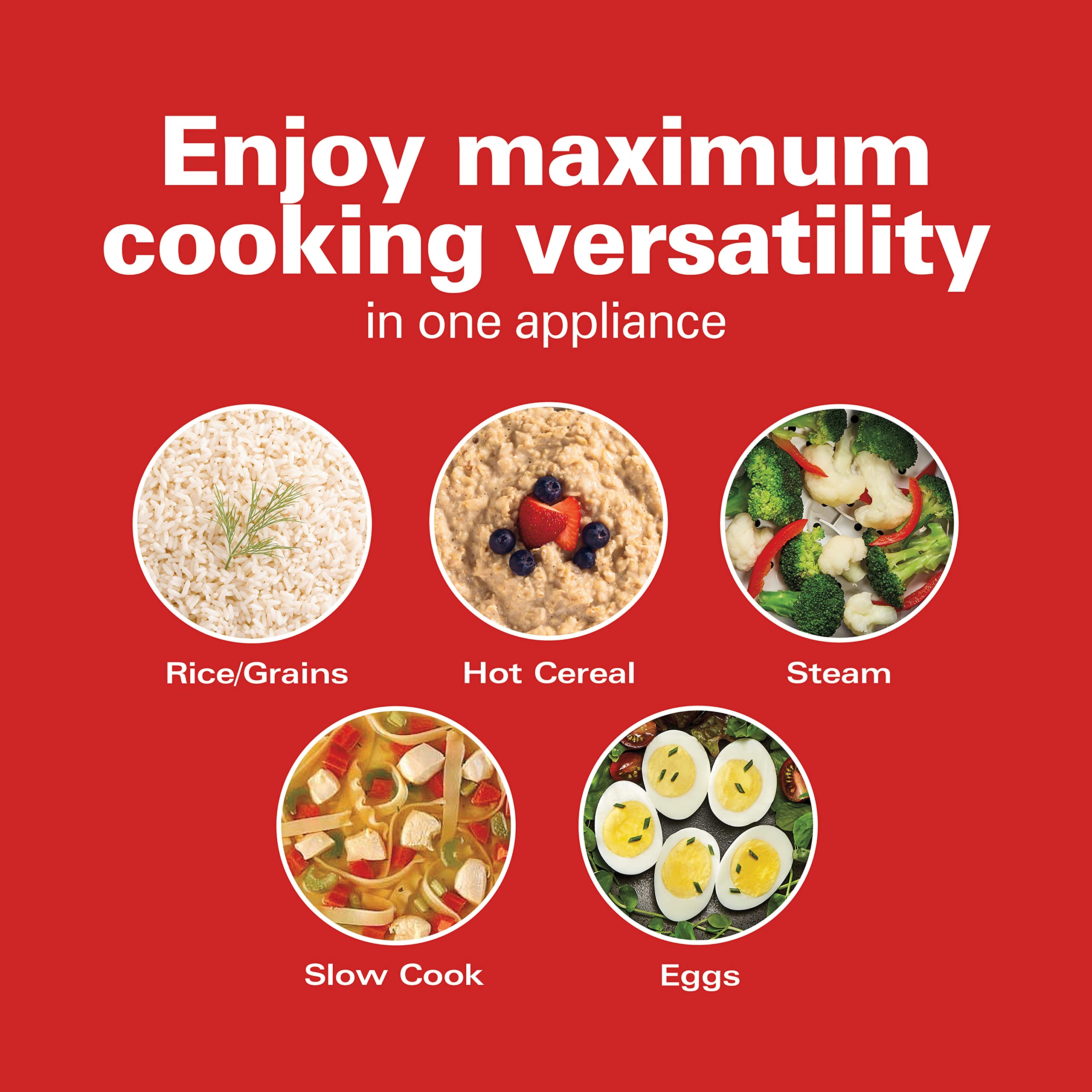 Hamilton Beach 6-Cup Digital Programmable Rice Cooker & Food Steamer with Slow Cook & Egg Cooking Functions | Compact Stainless Steel Design | Perfect for Small Kitchens, Dorm Rooms & Meal Prep (Model 37524)
