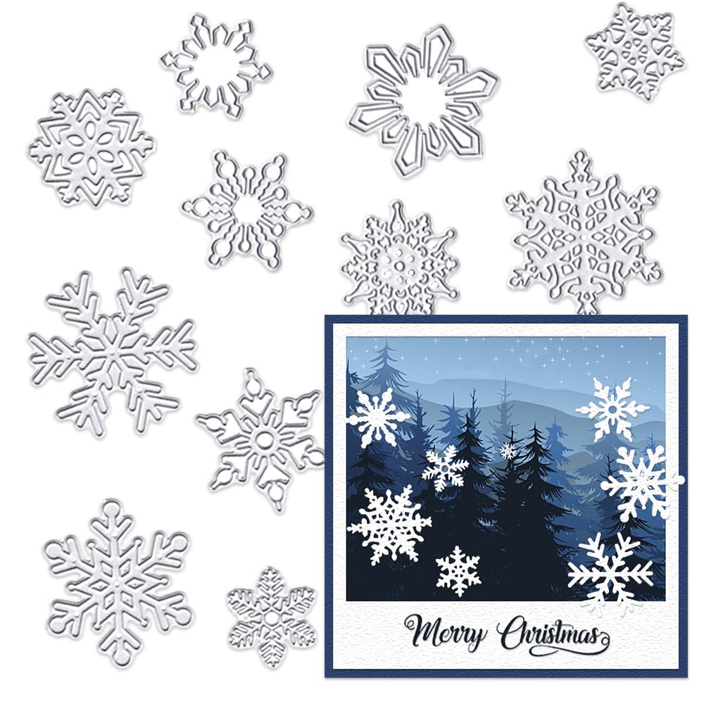 Christmas Snowflake Cutting Dies for Card Making - Winter Holiday Snow Die Cuts, Happy New Year Snow Flowers Dies & Stencils - Embossing Template for DIY Scrapbooking, Photo Albums & Craft Decorations - Perfect for Holiday Cards, Gift Tags & Home Decor