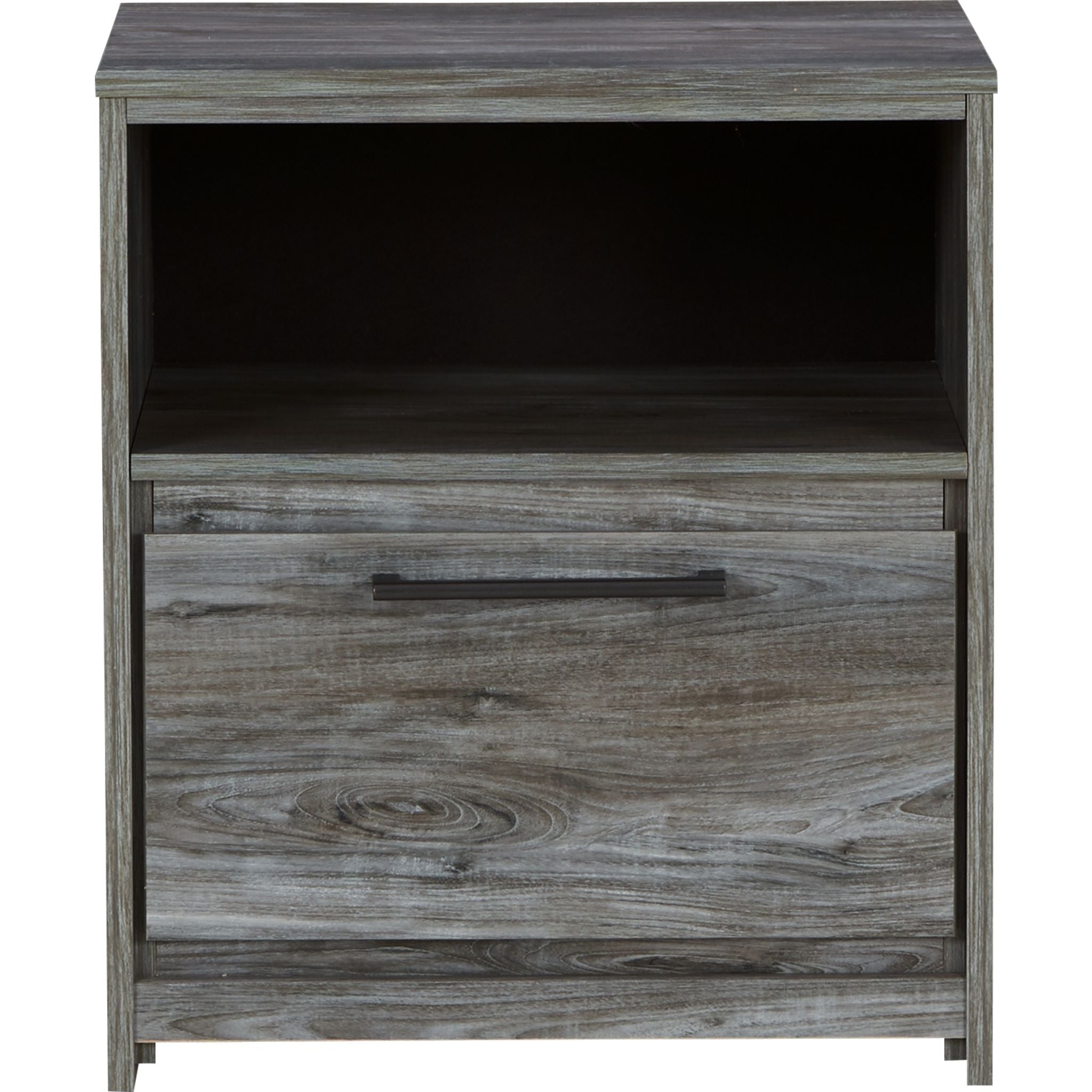 Baystorm Nightstand with Drawer - Modern Gray Bedside Table for Bedroom, Living Room, or Office - Compact Storage Solution for Small Spaces