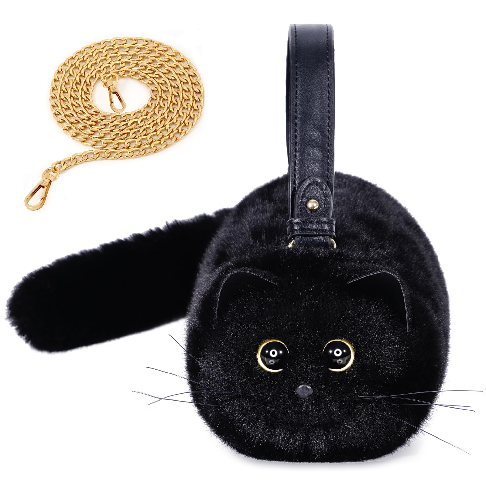 Stylish Furry Cat Purse for Women & Girls - Cute Kitty Shaped Shoulder Handbag for Casual Outings & Cat Lovers
