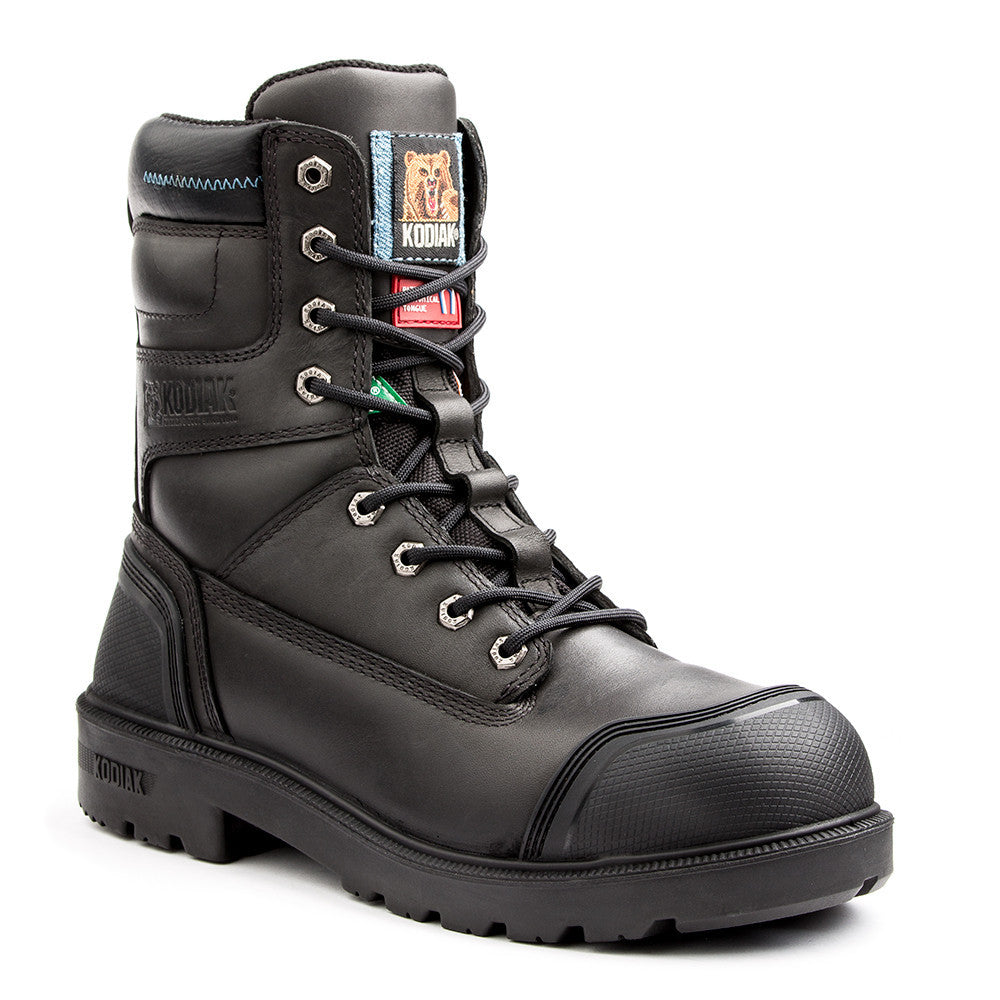 Kodiak Blue Plus Men's Size 8 Aluminum Toe Work Boots - OSHA Approved Safety Shoes for Construction & Industrial Work - Waterproof Black Steel Toe Boots for Heavy Duty Jobs