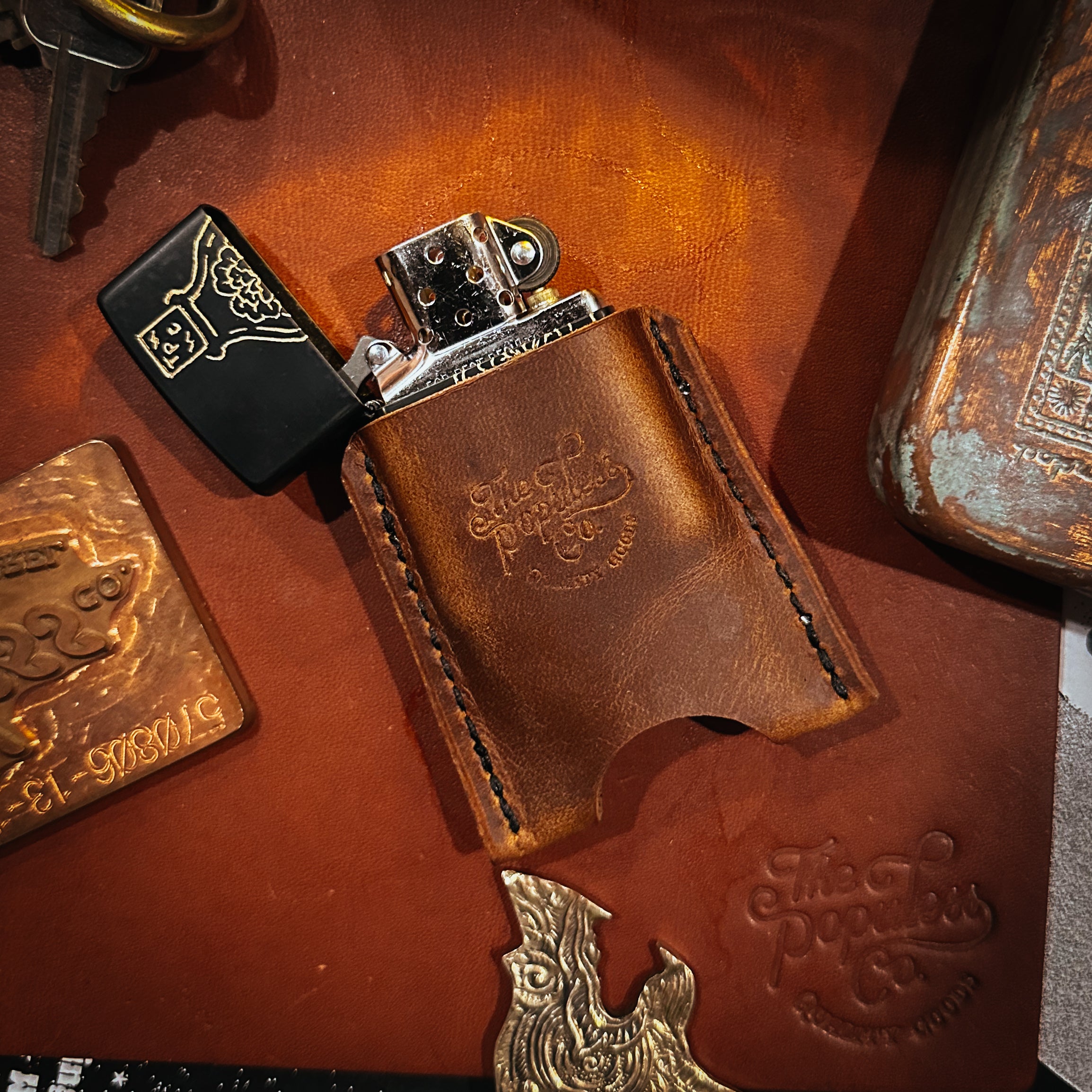 BROOKHAYL x POPULESS Limited Edition Hand Engraved Zippo Lighter 011 - Black Matte Finish | Collectible Windproof Lighter for Outdoor Camping, Smoking & Gifts