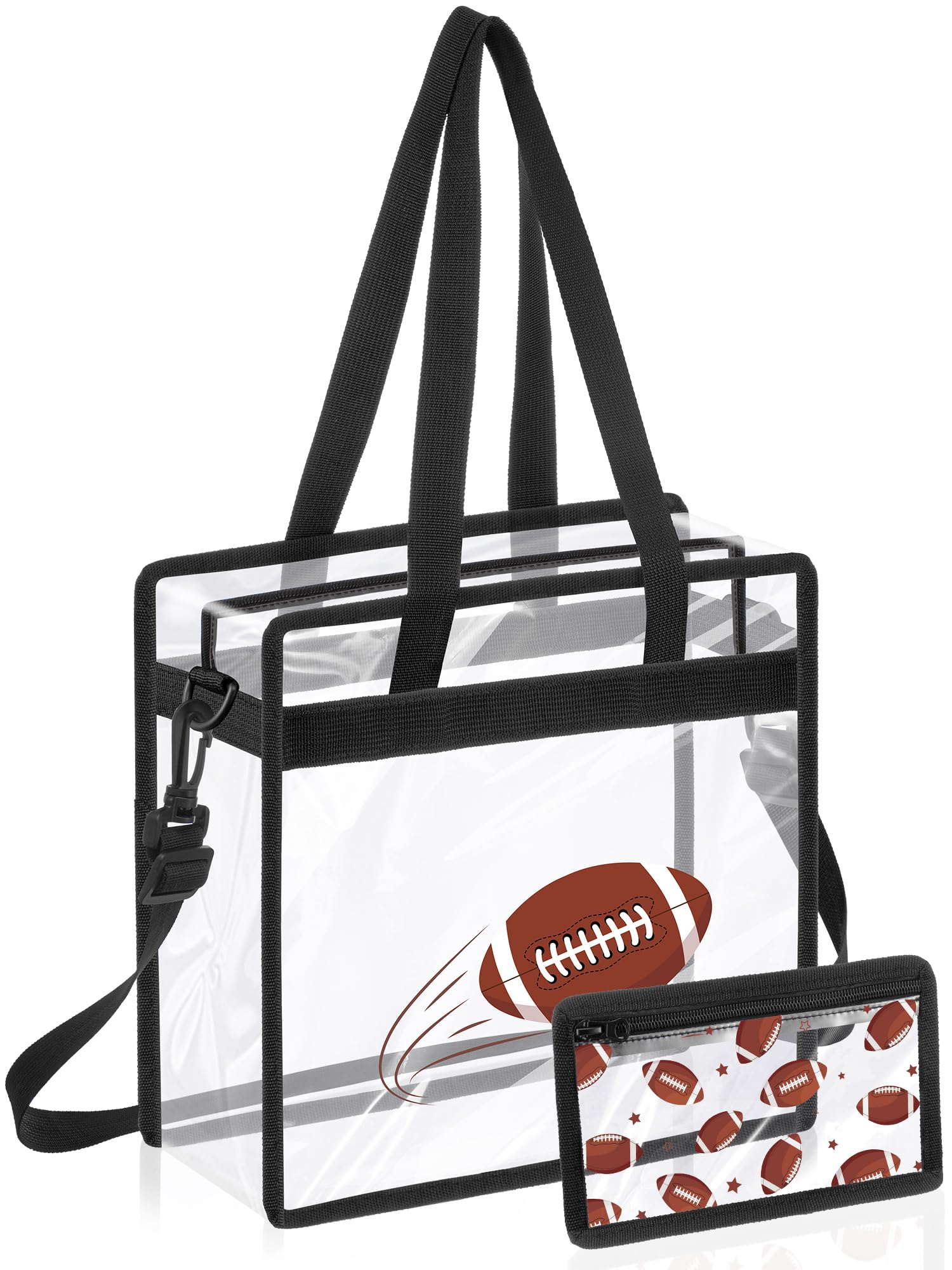Stadium Approved Clear Football Tote Bag 12x12x6 Inches - Transparent Sports Purse for Women, Moms & Cheerleaders - Perfect for Game Day, Concerts & Events (Great Gift for Football Fans & Sports Lovers)