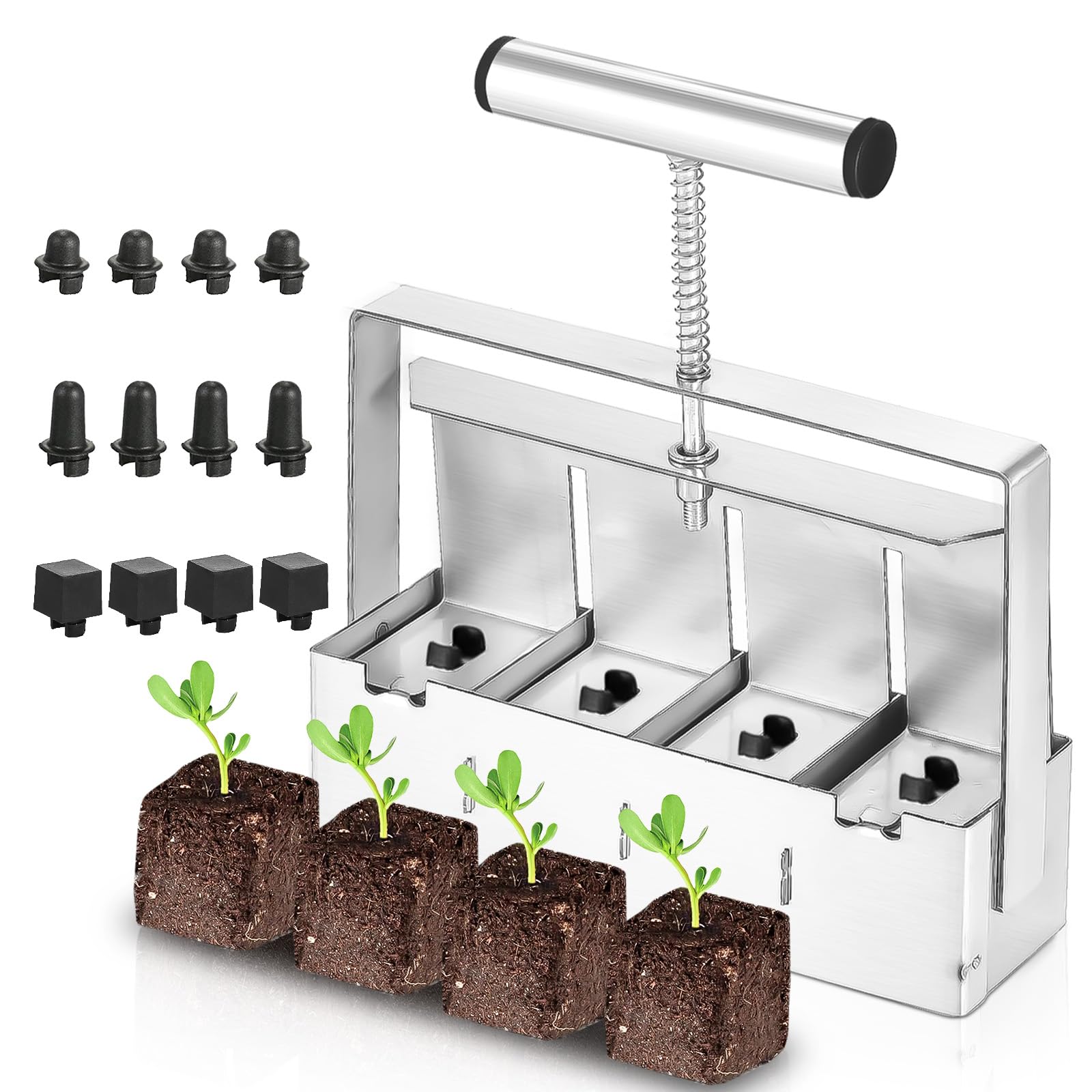 2 Inch Manual Soil Block Maker - Micro Soil Blocker Tool Kit for Seed Starting Trays | Perfect for Home Gardening, Indoor Seed Germination & Organic Farming