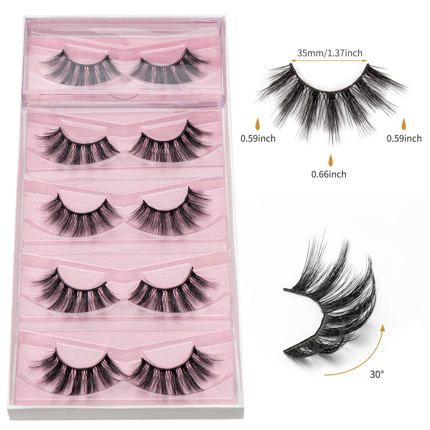 DYSILK 5 Pairs 6D Faux Mink Eyelashes - Natural Wispy Cat Eye Lashes, Reusable Fluffy False Eyelash Extension Kit (004-16.7mm) | Perfect for Parties, Weddings & Daily Makeup Looks