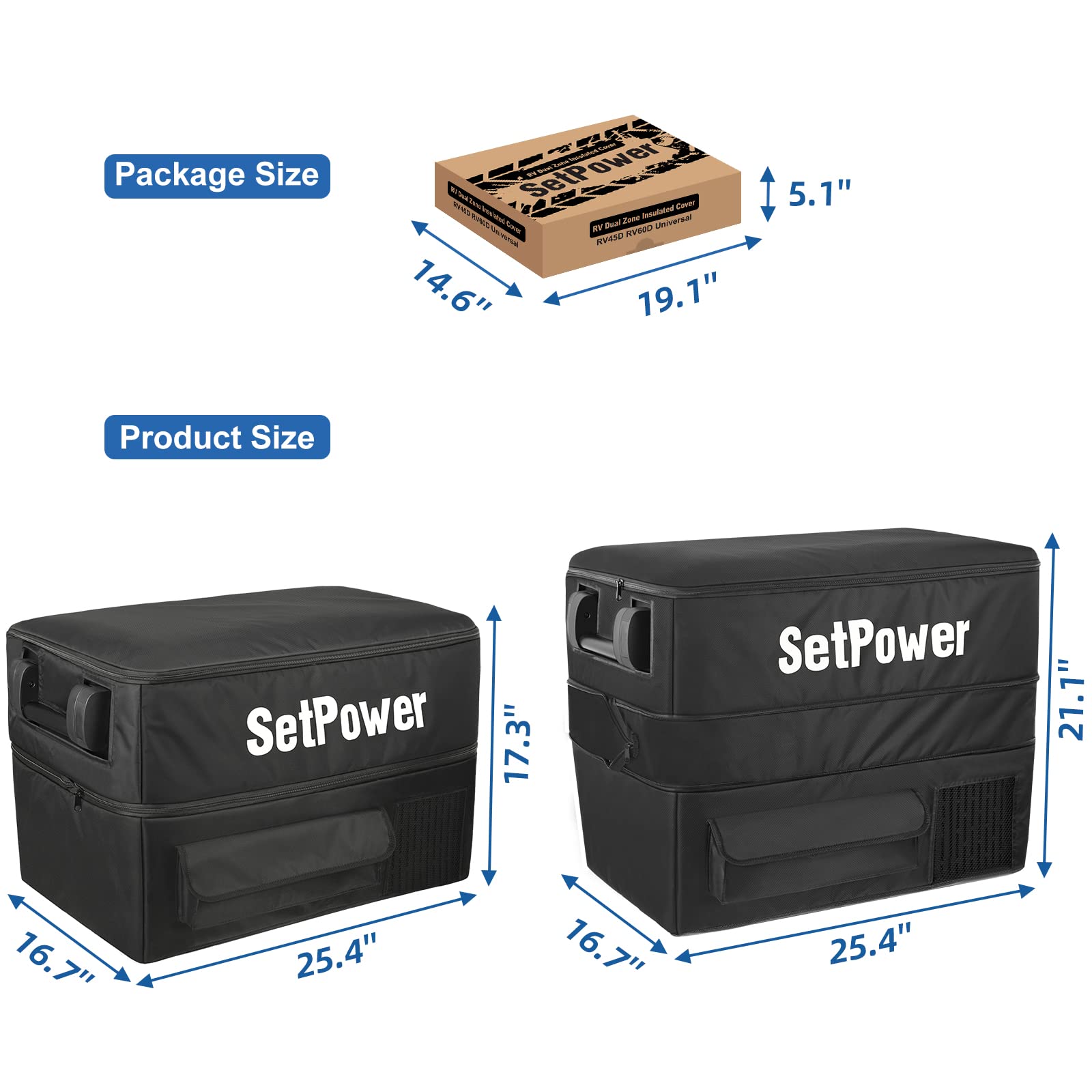 SetPower Insulated RV Refrigerator Cover - Protective Transit Bag for RV45D & RV60D Models | 12V Portable Fridge Cover for Camping, Road Trips & Outdoor Adventures