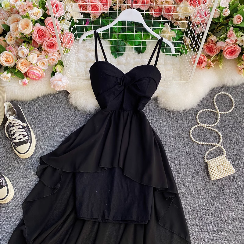 Elegant High Waist Thin Strap Swing Dress - Fairy Chic Long Summer Dress for Women | Perfect for Beach Vacation, Date Night & Special Occasions