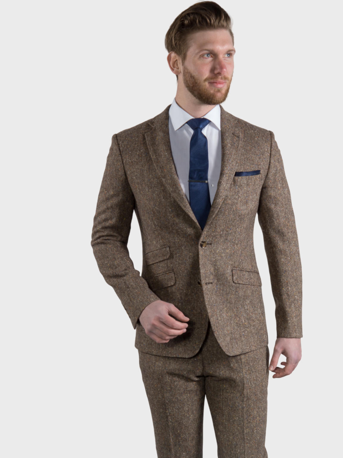 Brown Donegal Tweed 3-Piece Suit | 100% Wool Men's Formal Suit by Torre Elton | Perfect for Weddings, Business Meetings & Special Occasions