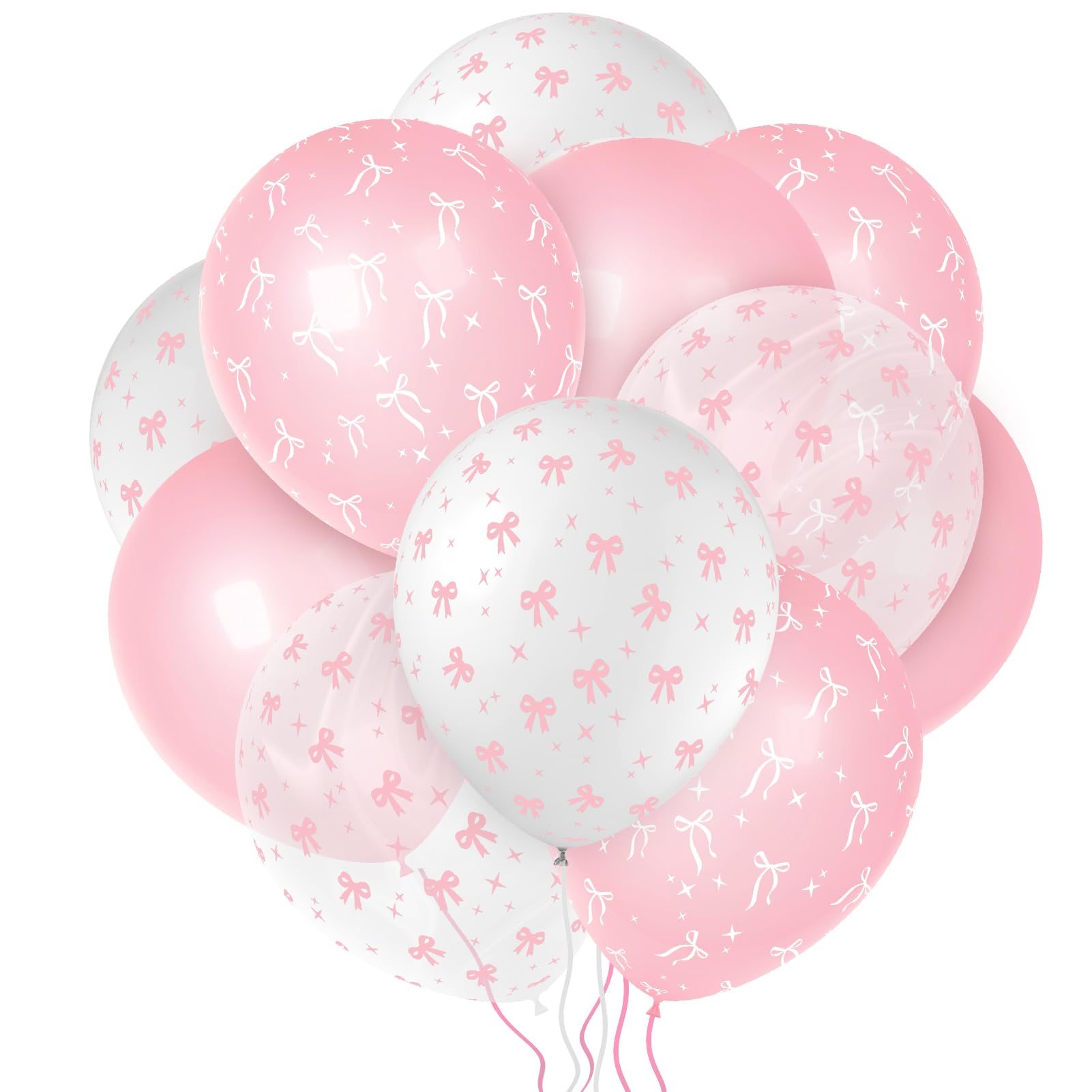 32 Pcs Pink Bow Balloons for Party Decorations - Coquette Bow Theme Birthday Decor for Girls, Bachelorette, Bridal Engagement & Baby Shower | Perfect for Birthday Parties, Wedding Decorations, Gender Reveals and Baby Showers