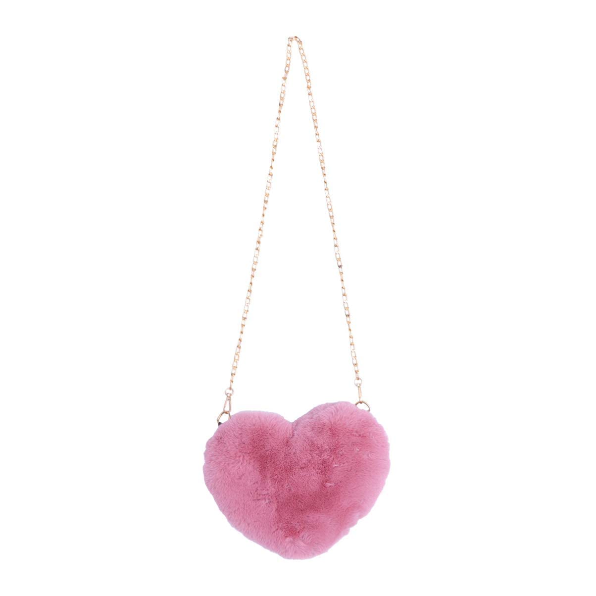 Heart Shaped Faux Fur Clutch Purse for Women - Fluffy Crossbody Shoulder Bag, Elegant Handbag for Date Night, Parties & Special Occasions