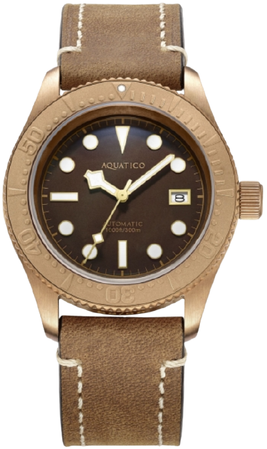 Aquatico Bronze Sea Star Diver Watch - Brown Bronze Bezel, Waterproof & Stylish for Men | Perfect for Diving, Swimming & Outdoor Adventures