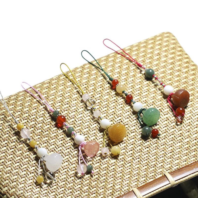 Jade Lotus Agate Phone Charm Strap - Decorative Mobile Phone Pendant Accessory for Cell Phone, Keychain, Car Keys, and Bag - Perfect for Everyday Use and Gift Giving