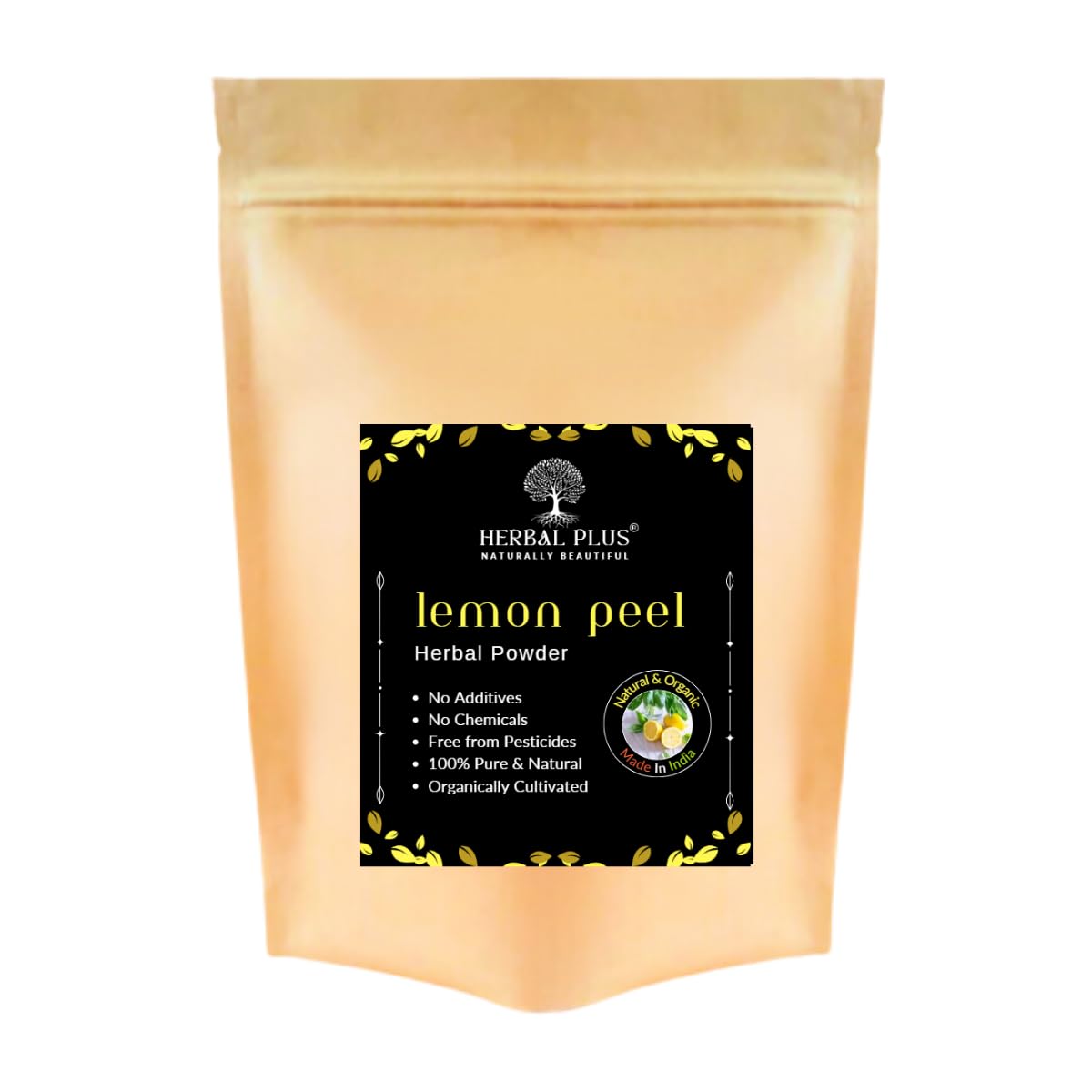 Organic Lemon Peel Powder 100% Natural for Hair & Skin Care - Herbal Plus Pure Lemon Peel Extract for Hair Conditioning, Skin Brightening & Exfoliation (125g) - DIY Beauty, Face Masks, Homemade Scrubs & Natural Remedies