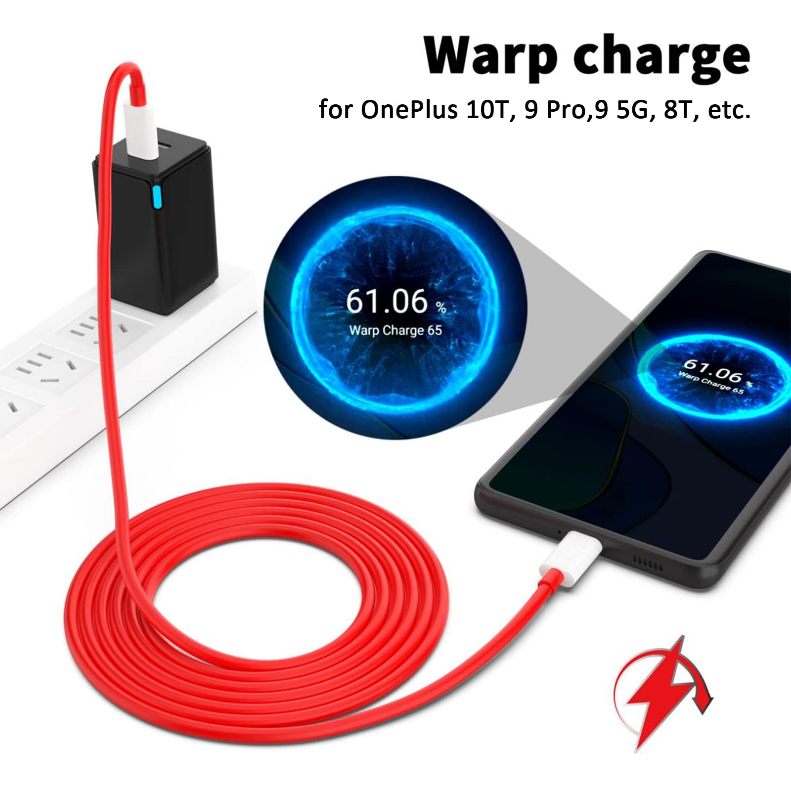 SUPERVOOC USB-C to USB-C Cable 6.6FT 2-Pack - 65W Fast Charging Type C Cable for OnePlus 10T 9 Pro 8T 8 Pro 7T, iPad Pro, MacBook Pro/Air - Perfect for Home, Office & Travel Charging