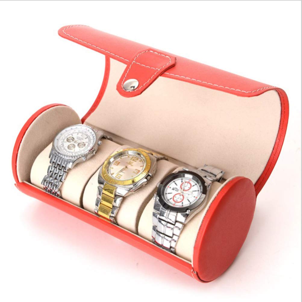 Hemobllo Jewelry Organizer - Portable Watch & Jewelry Storage Case for Desktop Display (Red) - Perfect for Travel & Home Decor