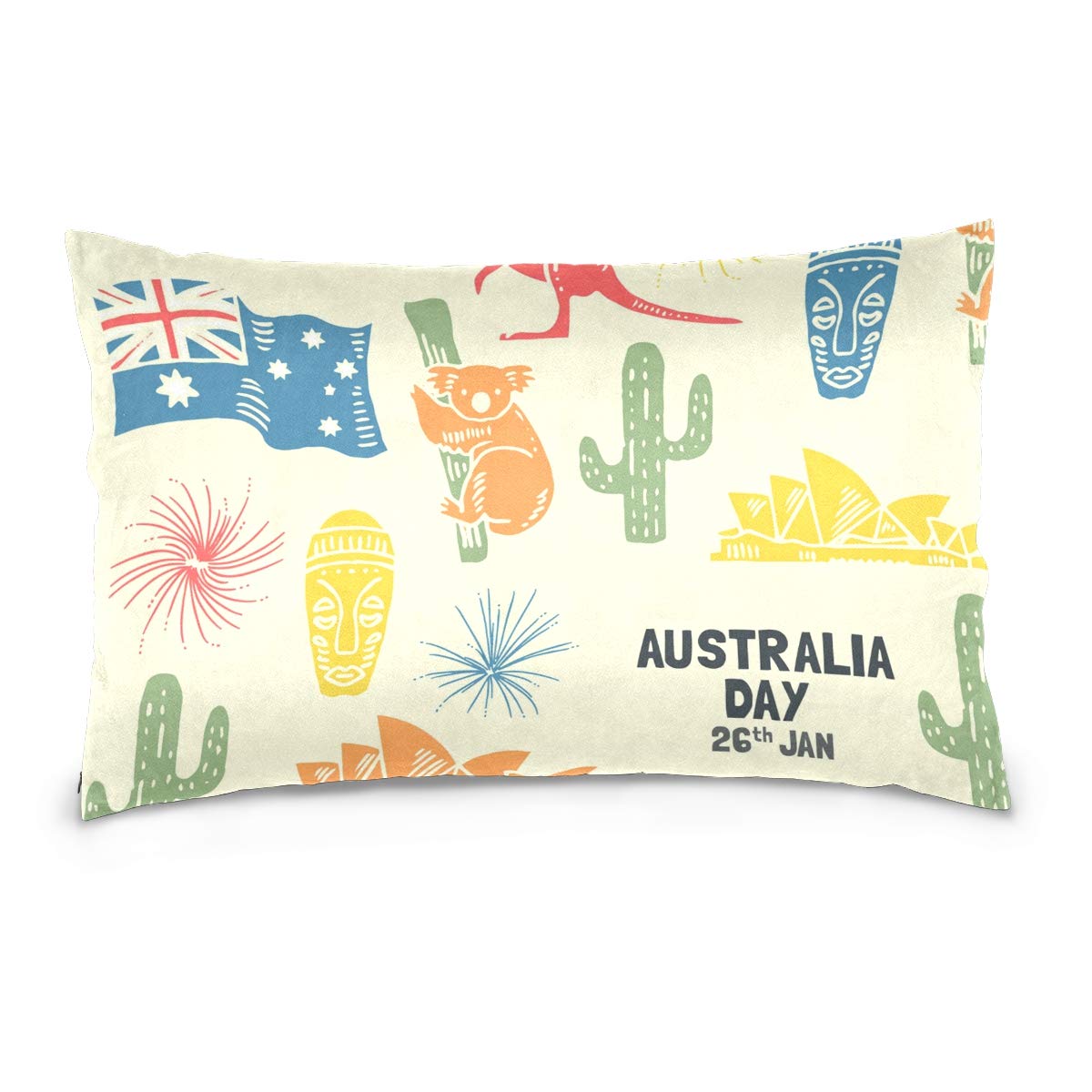 ILEEY Australia Day Linen Pillow Cover 16x24 Inches - Invisible Zipper Cushion Case for Sofa, Couch & Bed | Home Decor Throw Pillow Sham for Living Room, Bedroom & Seasonal Decorations