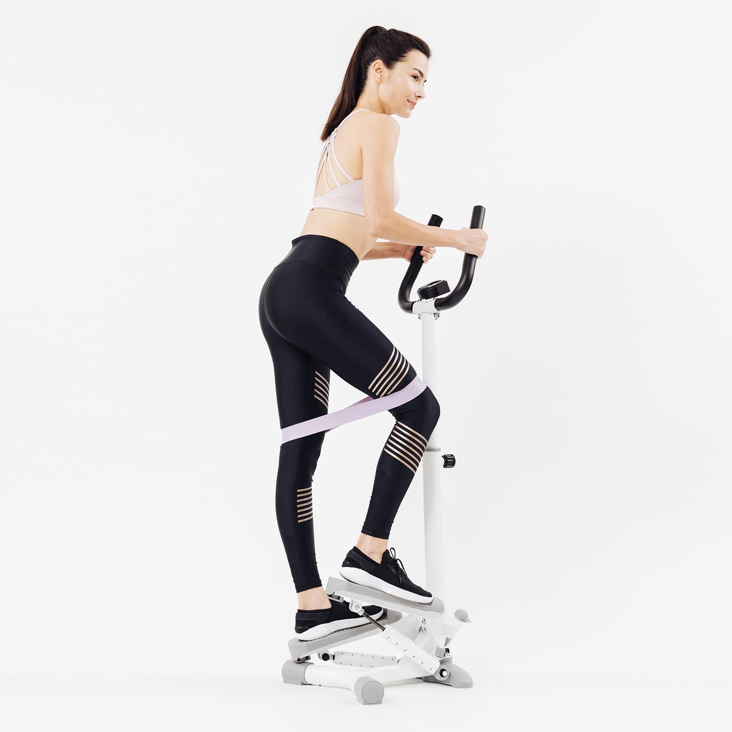 POWER ABS™ Mini Stepper - V-Shaped Twist Stepper with Handlebar & Resistance Bands for Home Workout | Portable Stair Climber Exercise Machine for Cardio, Leg & Core Training | Perfect for Small Spaces & Office Fitness