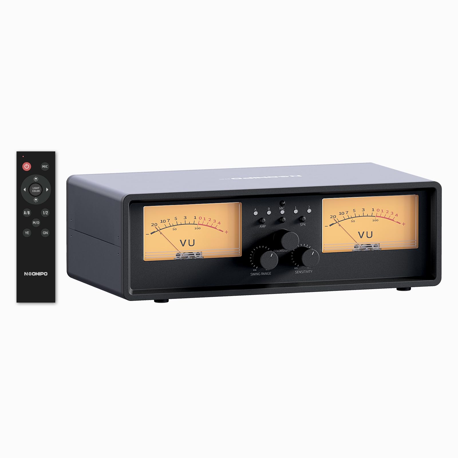 ET30 VU Meter Speaker Selector/Amplifier - 2 in 2 Out Vintage Audio Switcher with DB Panel Display & Remote Control | Compatible with Stereo Class A, B, AB, D & Tube Amps | Perfect for Home Theater, Studio Monitoring & Hi-Fi Audio Systems