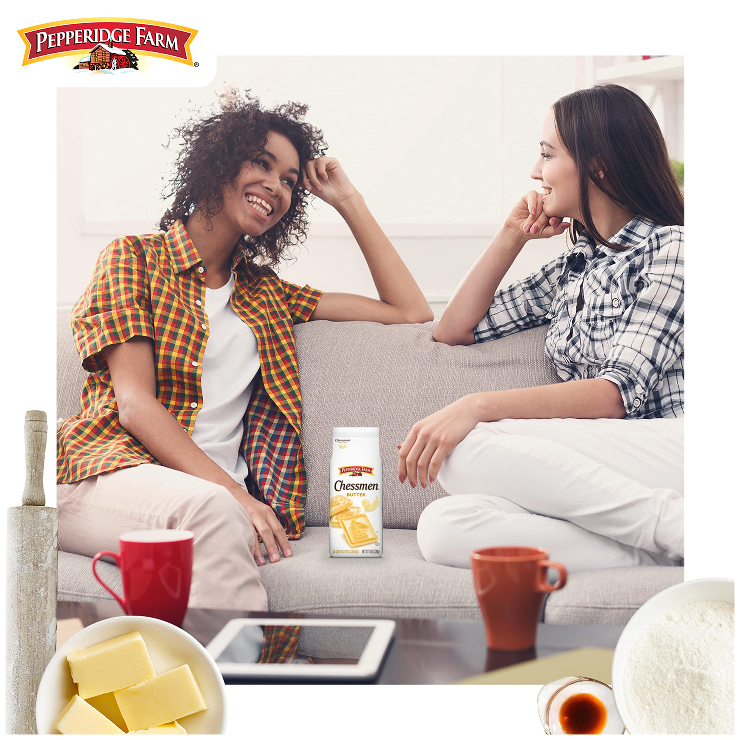 Pepperidge Farm Chessmen Butter Cookies - 7.25oz (24 Cookies) - Pack of 24 - Rich Buttery Shortbread Cookies for Holiday Gifts, Tea Time & Party Snacks
